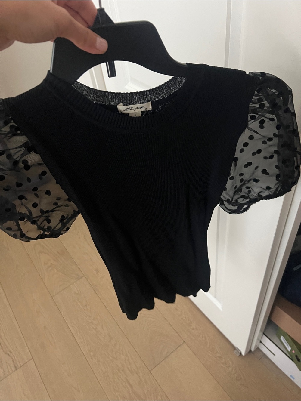 REVOLVE Black Puff Sleeve Polka Dot Top
